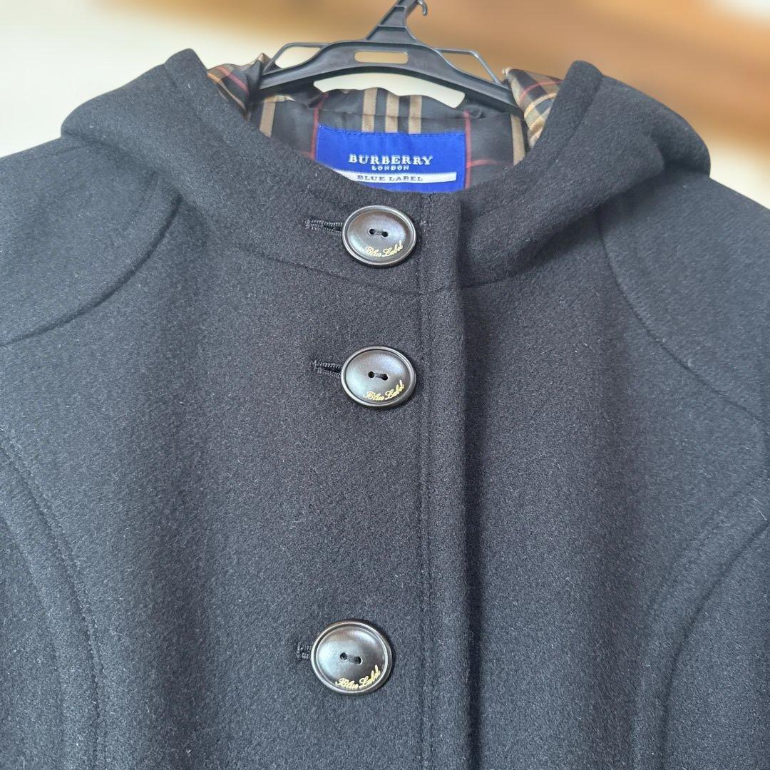 BURBERRY BLUE LABEL フードつきコート 40サイズ ブラック