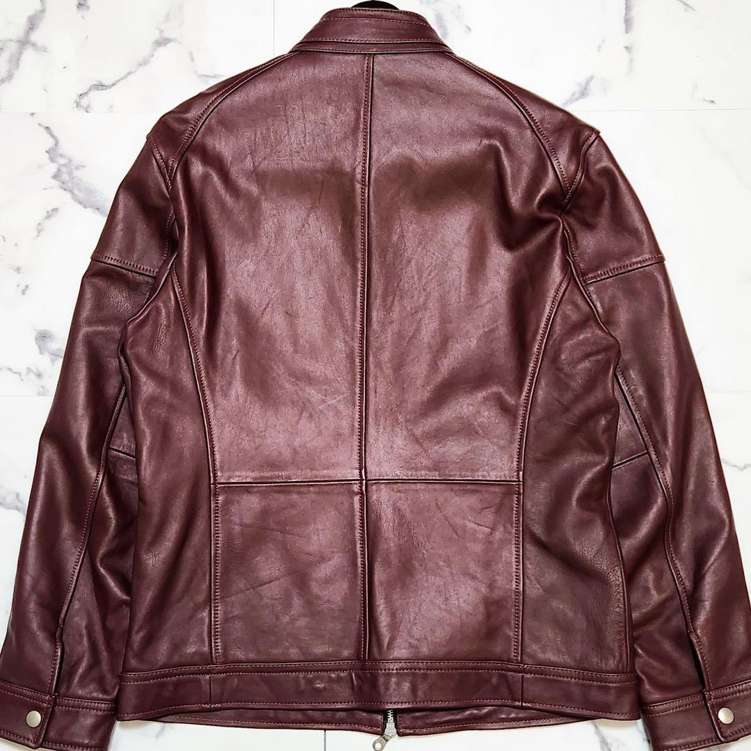 極美品 ラトルトラップ シングルライダース レザージャケット 羊革 ボルドー