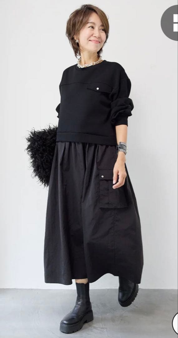 PLUS OTO.HA異素材ドッキングワンピース/新品未使用