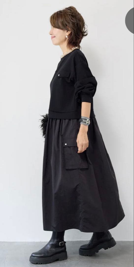 PLUS OTO.HA異素材ドッキングワンピース/新品未使用