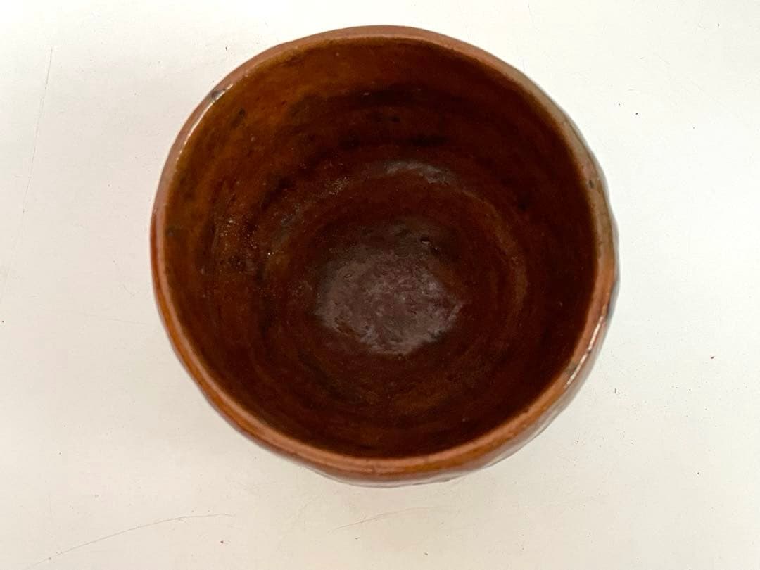 茶道具　骨董　大樋焼　飴釉　手捻り　茶碗　抹茶碗　共箱