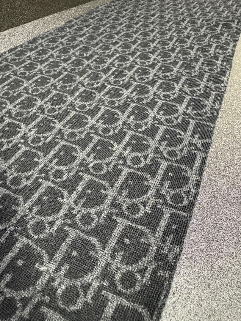《美品》Dior マフラー トロッター ストール ユニセックス ブラック グレー