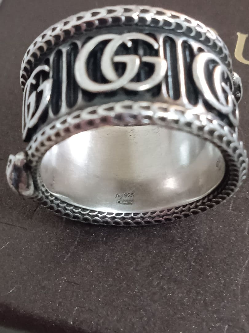 ✨【美品】GUCCI GGロゴスネークリング18号 メンズシルバー925