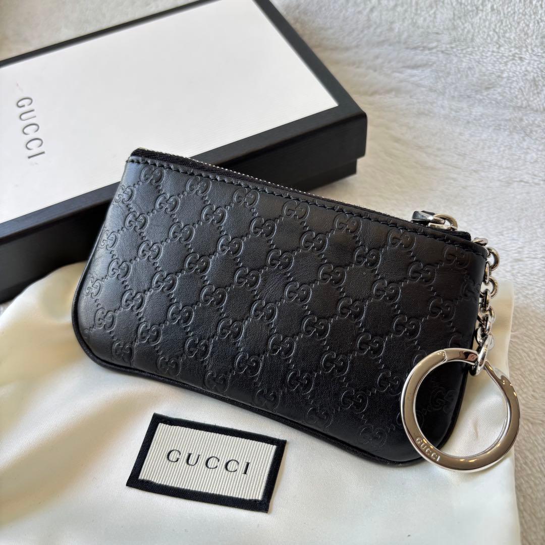 グッチ GUCCI ケース 小銭入れ マイクロ グッチッシマ ブラック 黒
