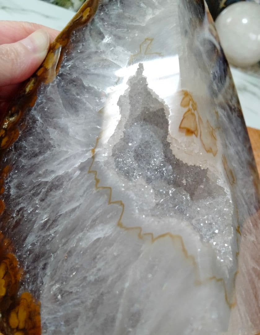 【巨大】★神秘的★★綺麗★天然石 4,1kg メノウ 原石 ブックエンド