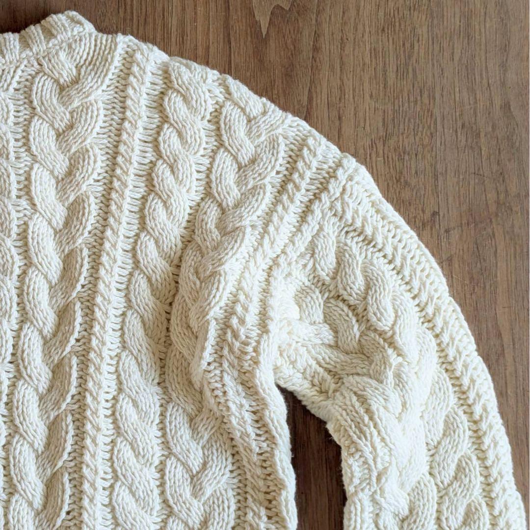 新品 コットン ニット ケーブル編み アランニット S 春物　定番　人気