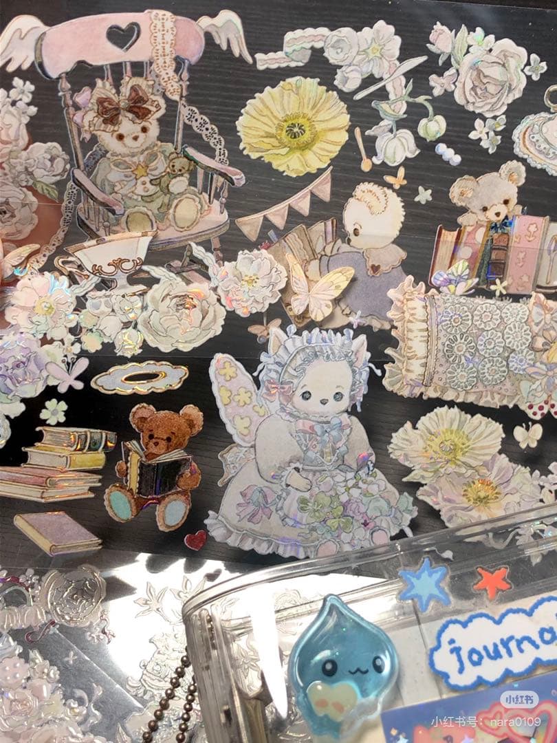 【9462】海外5.5/巻　貝殻光マステ　ぬいぐるみ　花束　小箱　糸巻き　装飾系