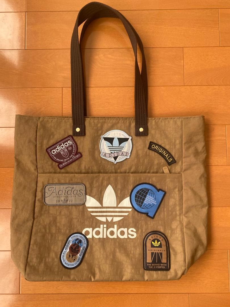 美品 アディダス adidas レコード トートバッグ ベージュ×ブラウン