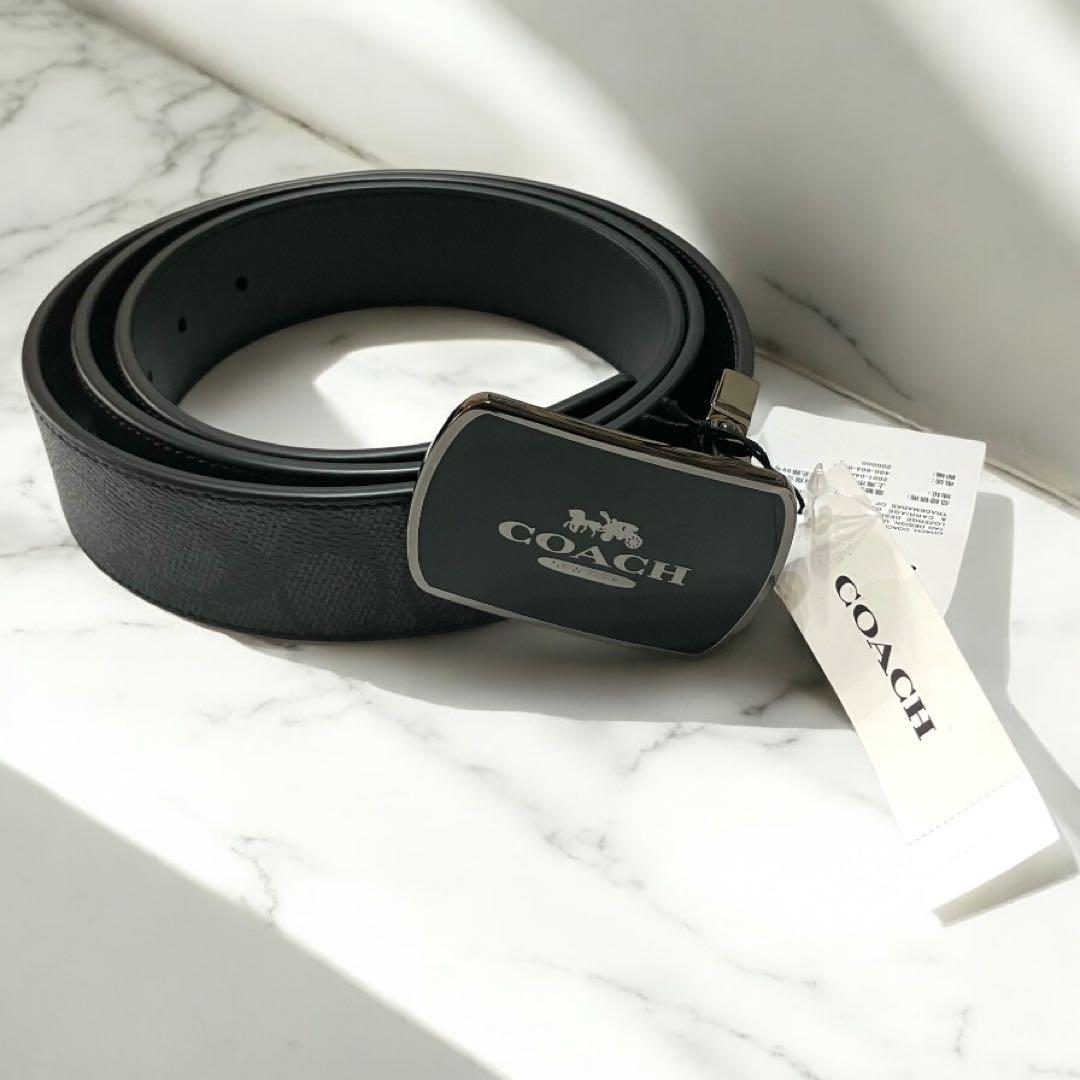 COACH ブラック レザー ベルト 調整可能