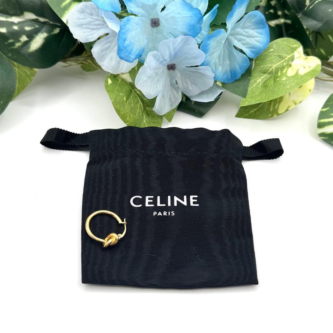 CELINE ノット スモールフープ ゴールド 片耳 ピアス 0837b14