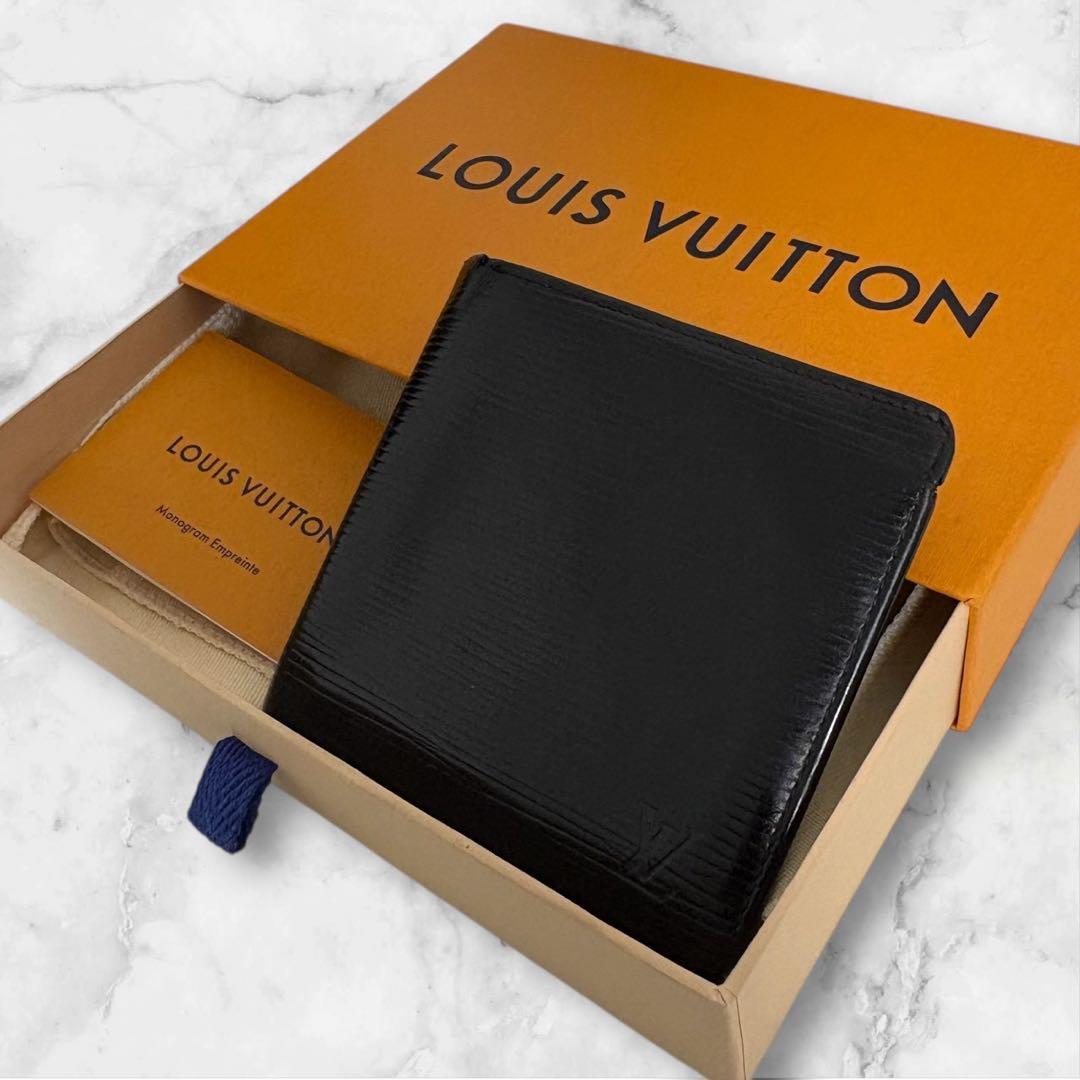 美品✨ ルイヴィトン ポルトフォイユマルコ　エピ　黒　二つ折り財布