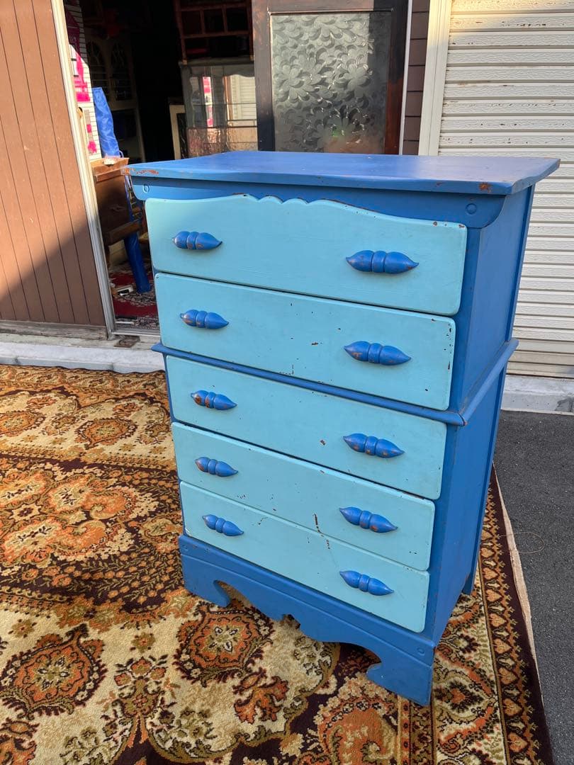 ブルー チェスト インテリア アンティーク ビンテージ ヴィンテージ 箪笥