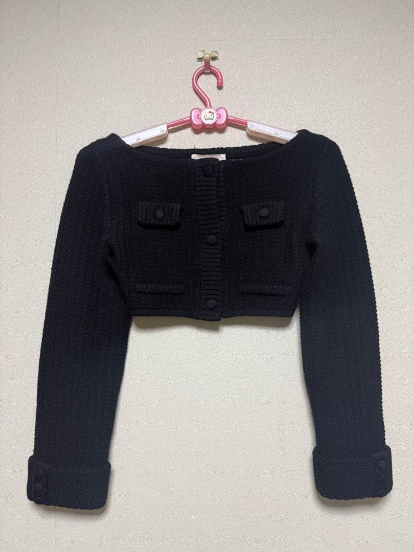 トップス Twiggy tweed ribbon set tops black