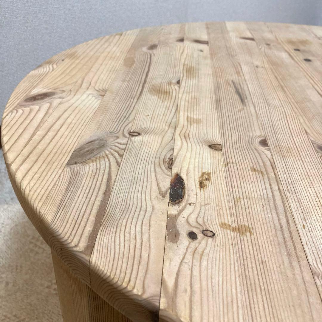 古家具 レトロ 木製 円形ちゃぶ台 折りたたみ式 ローテーブル