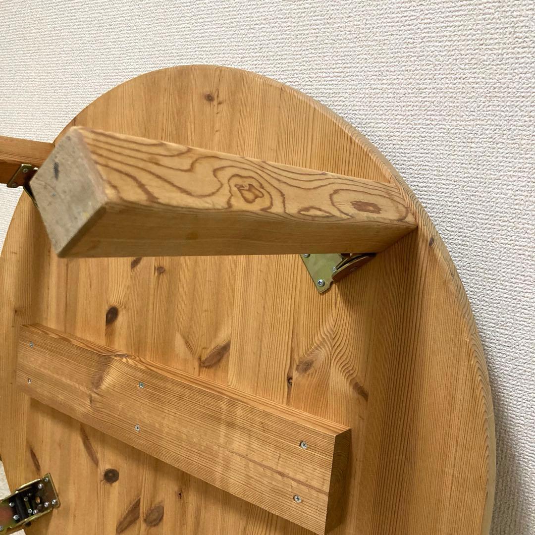 古家具 レトロ 木製 円形ちゃぶ台 折りたたみ式 ローテーブル