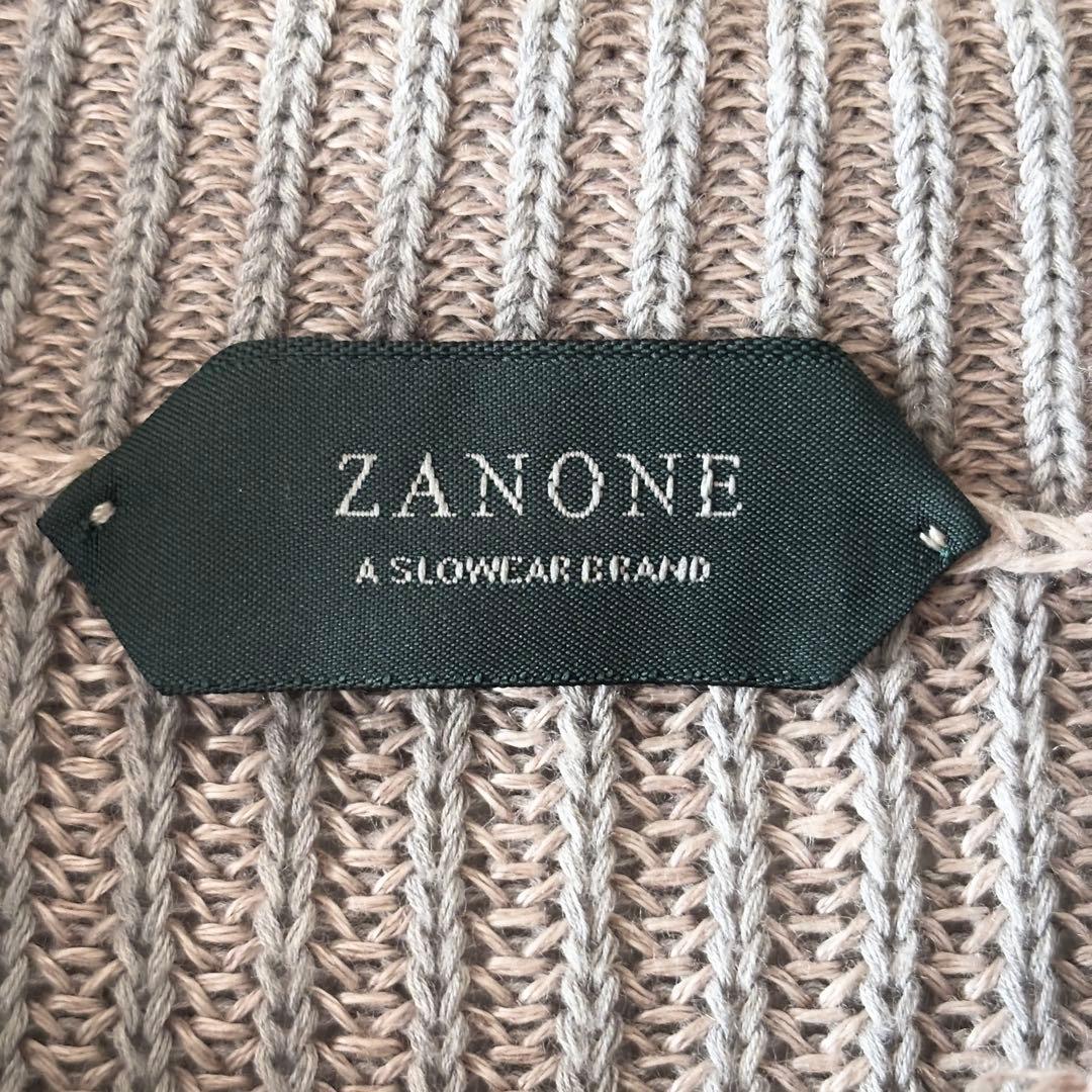 現行✨️極美品 ザノーネ ニットジャケットカーディガン 44 グレージュ リネン