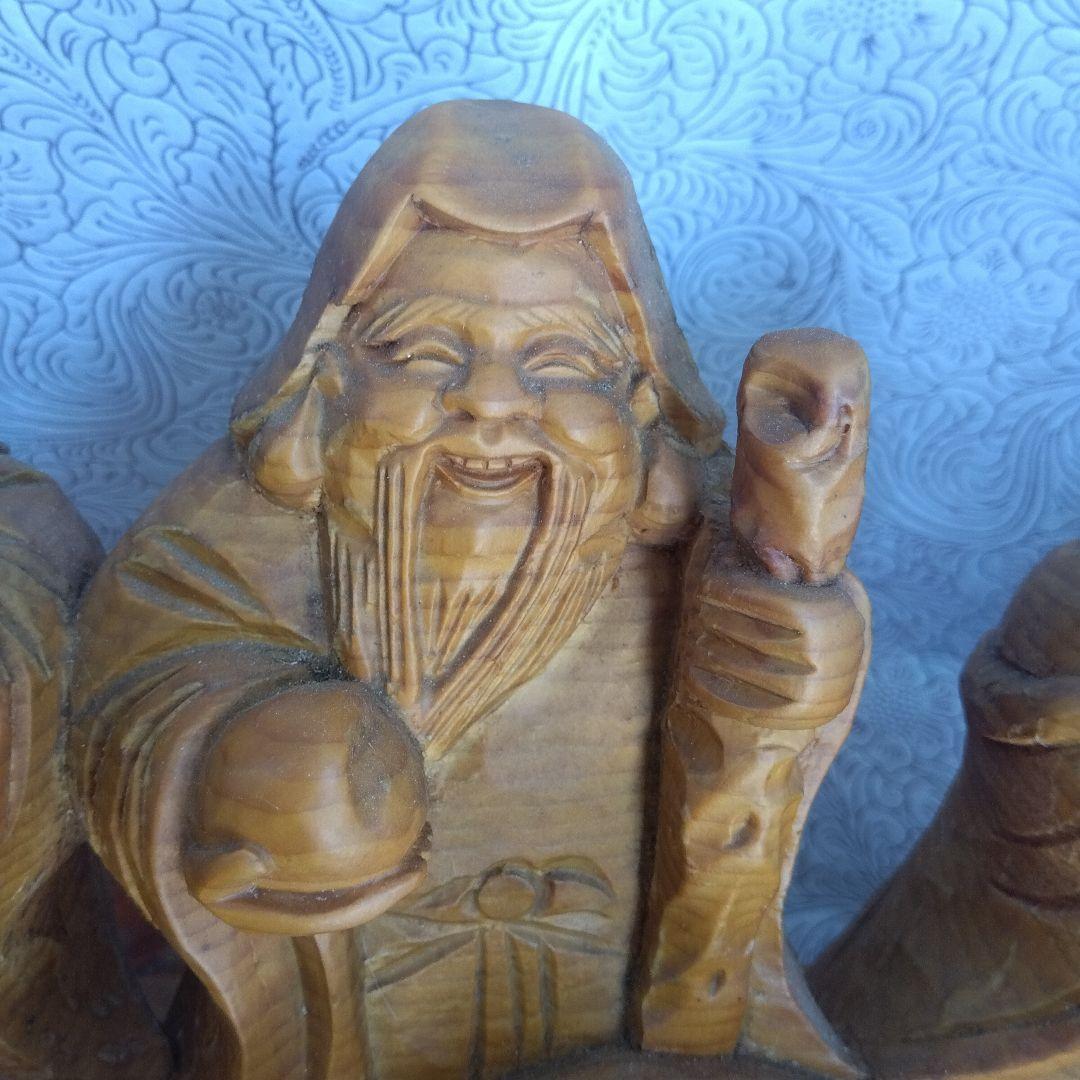 龍に乗った七福神　縁起物　中古品　 木製