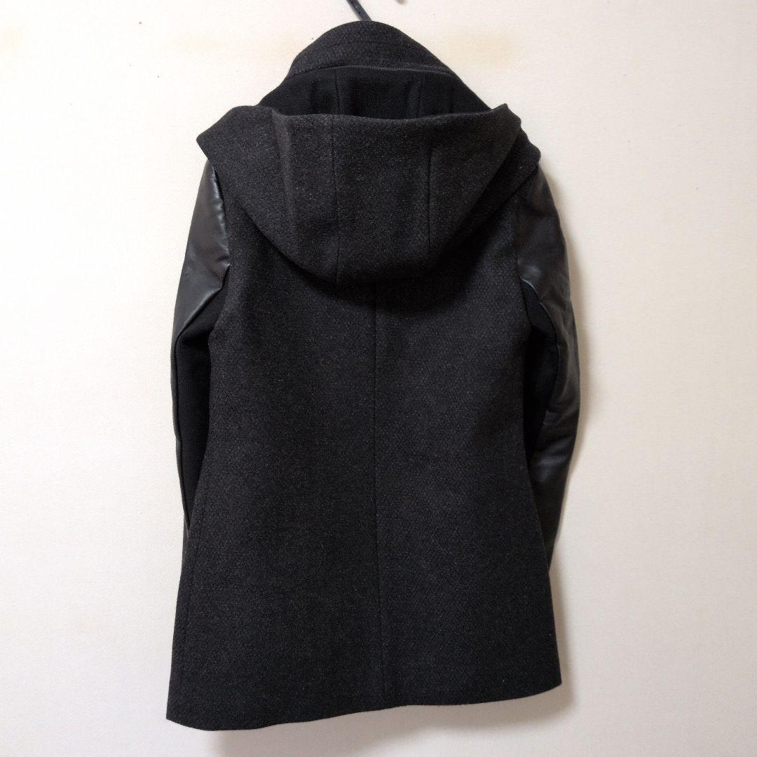 ✿マッカージュ✿レザー切り替え　フーディージャケット　ブラック　美品