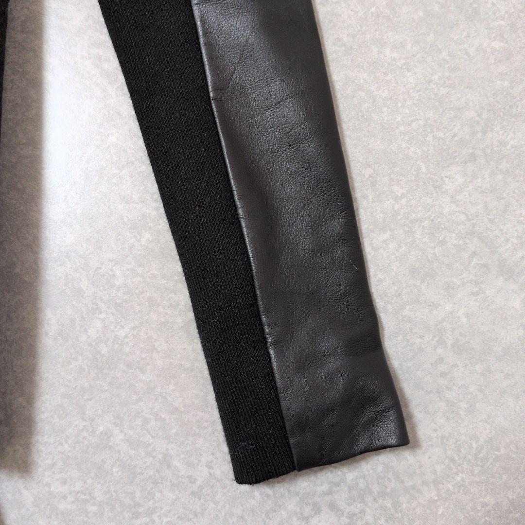 ✿マッカージュ✿レザー切り替え　フーディージャケット　ブラック　美品