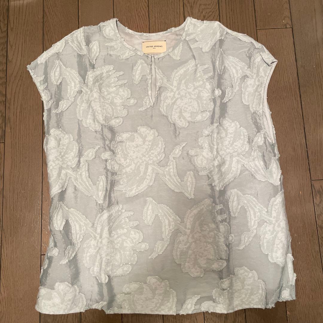 【美品】UNITED ARROWS ライトブルー フラワー柄 半袖シャツ36