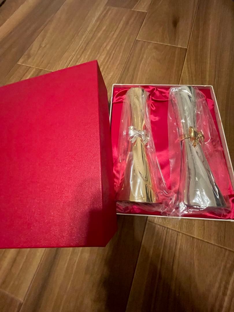 銀メッキ　ゴールド＆シルバー花器セット