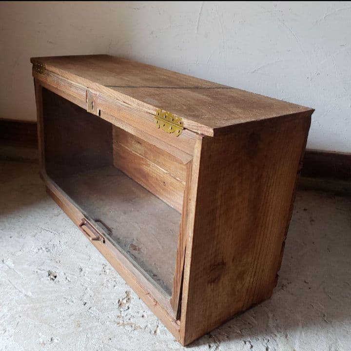 ◎週末限定◎古材,レトロガラス戸,古金具『パタパタ扉キャビネット』未使用