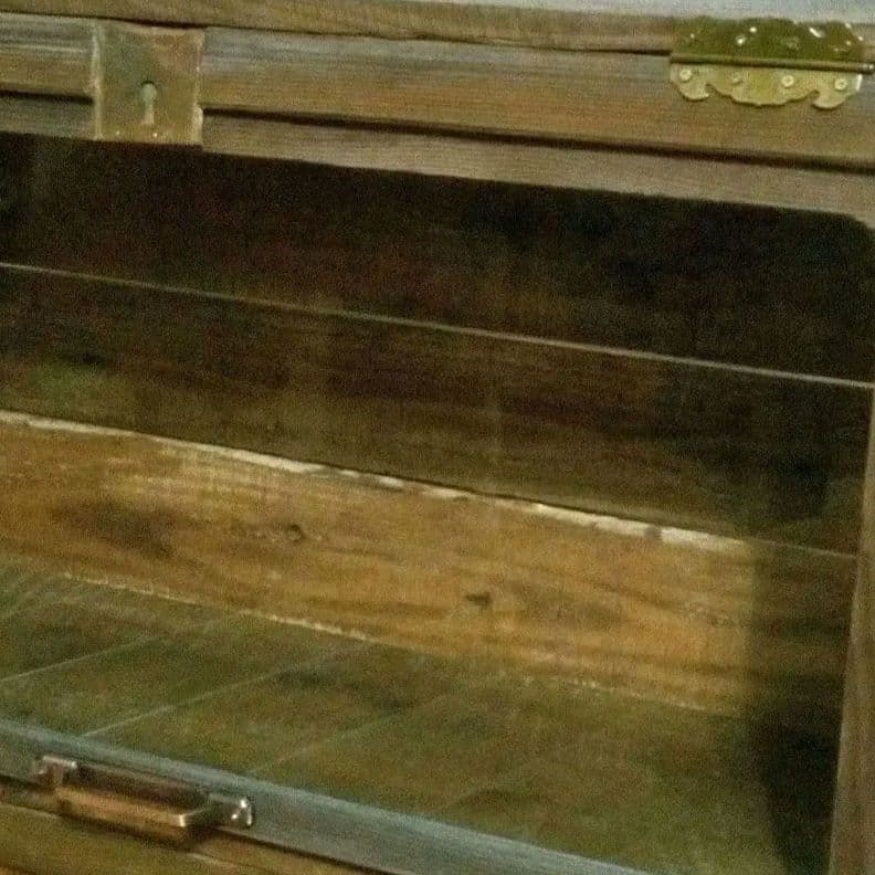 ◎週末限定◎古材,レトロガラス戸,古金具『パタパタ扉キャビネット』未使用