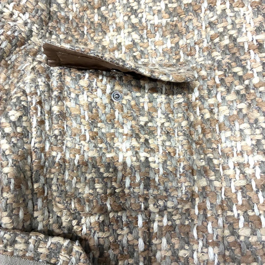 マックスマーラ モヘア アルパカ混 ミックスツイードフーデットコート 36