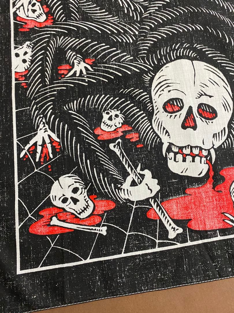 80s'ビンテージスパイダースカルバンダナ古着バイカーロカビリー