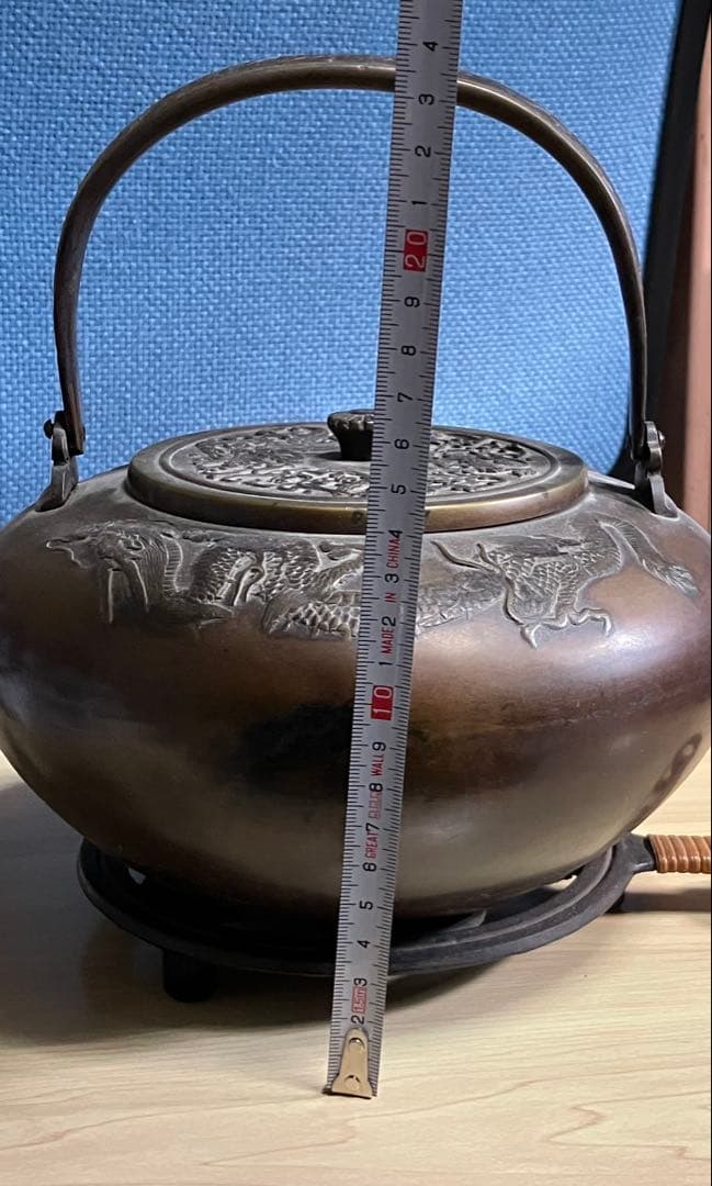 鉄瓶　竜 龍の紋様　鳳凰　鉄瓶置き　セット売り