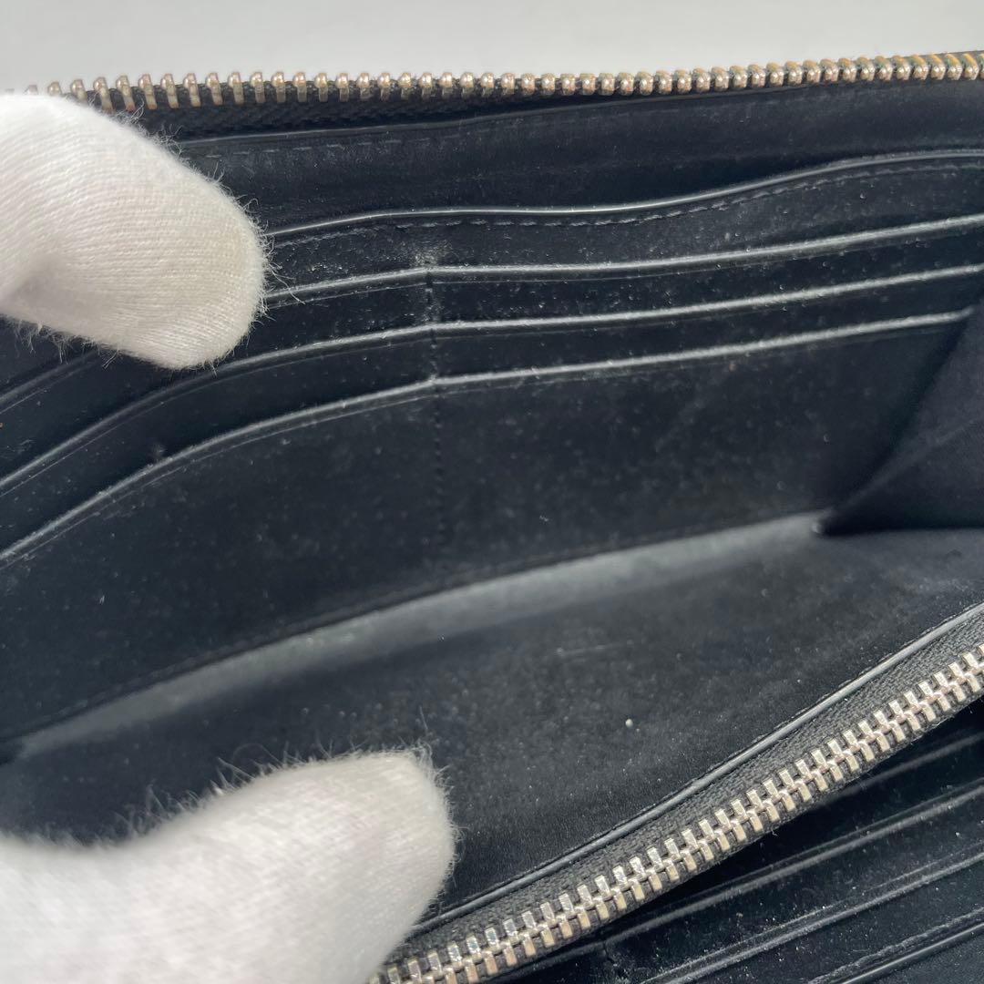 【美品】バーバリー　長財布　シャドーチェック　ラウンドファスナー 希少 ブラック