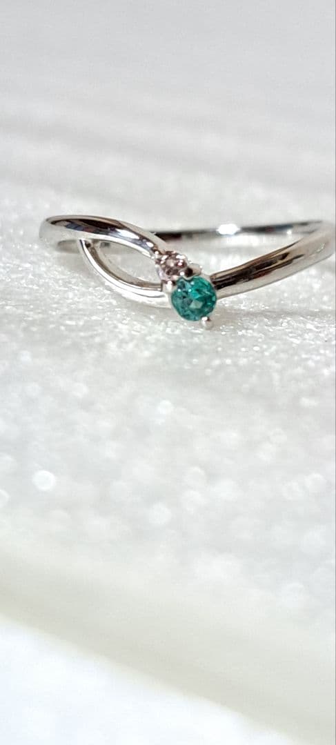 ブラジル産パライバトルマリン&ピンクダイヤリングPt1000