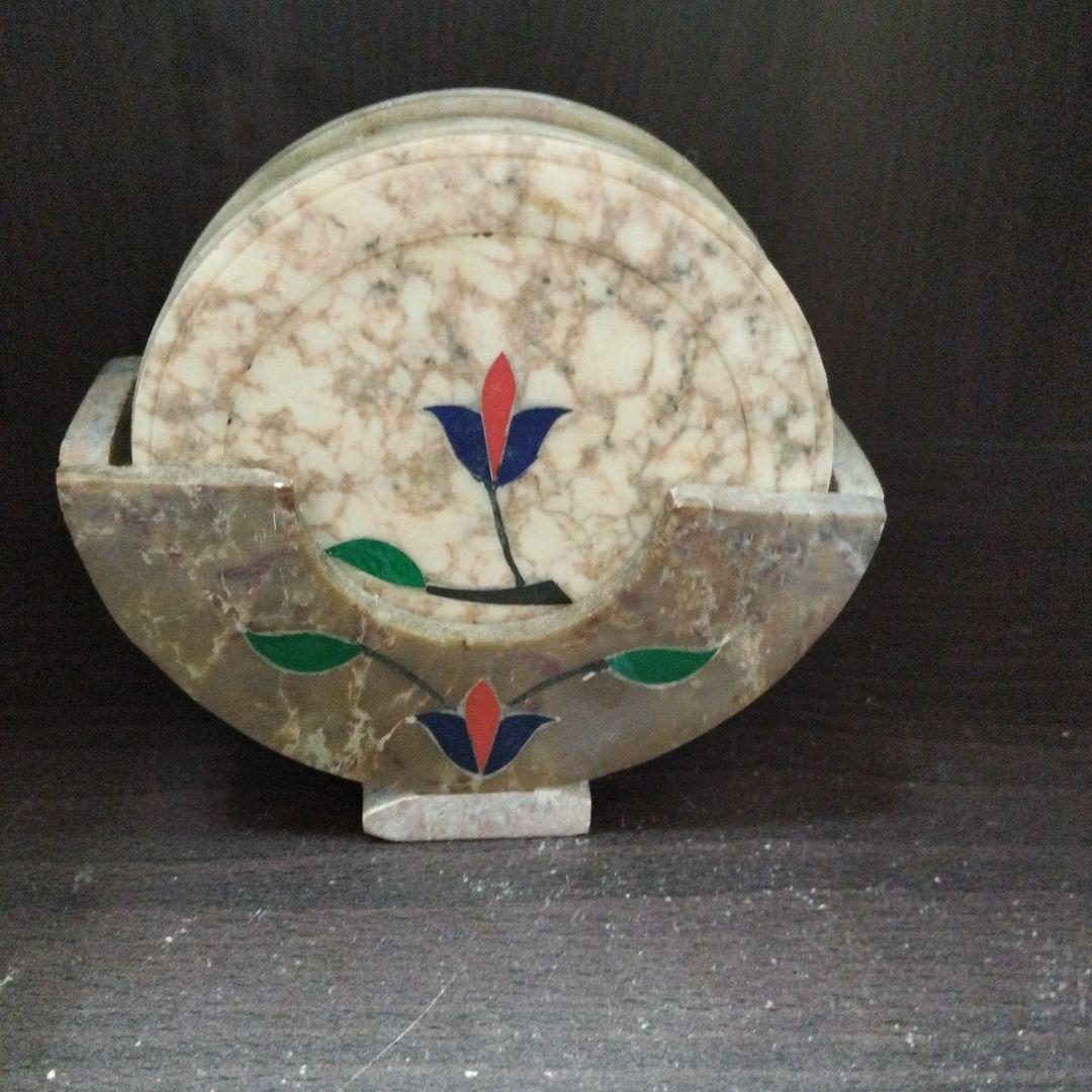 希少　古物　大理石　コースター6点セット