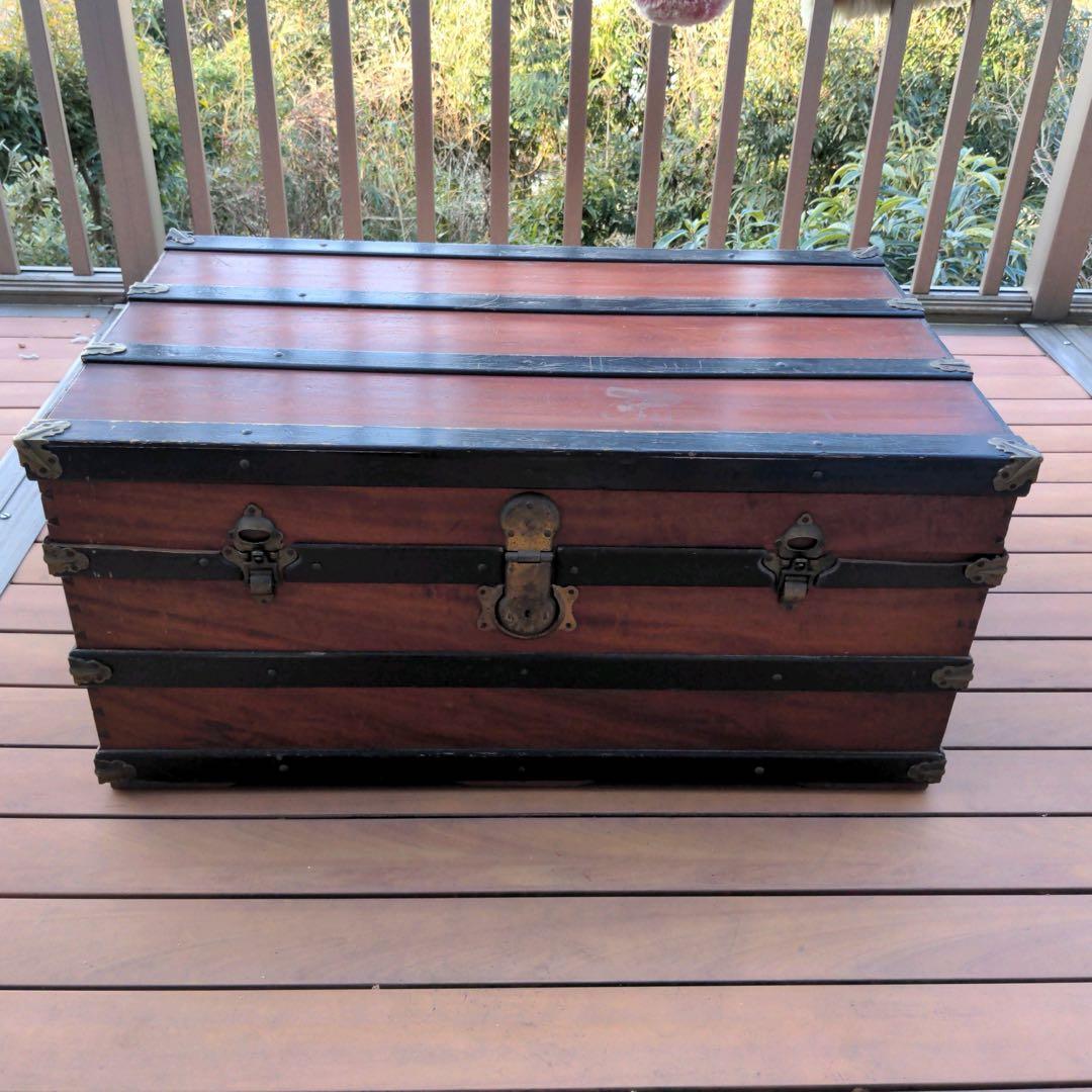 昭和レトロ 旅館トランク 樟木 防虫 木製収納箱 店舗什器 古道具