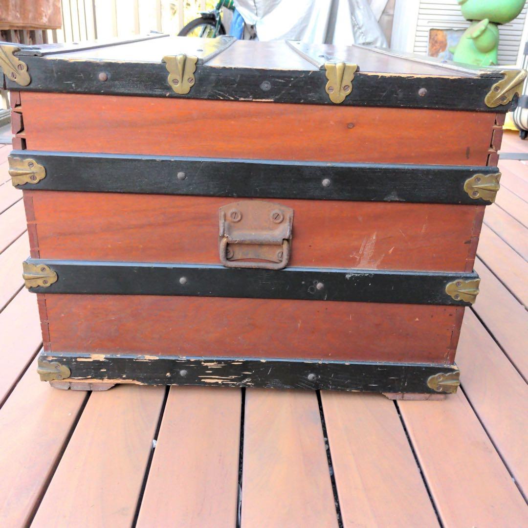昭和レトロ 旅館トランク 樟木 防虫 木製収納箱 店舗什器 古道具