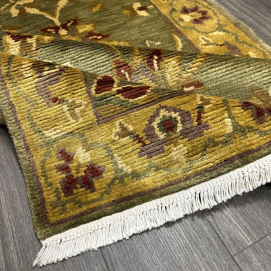 チベットラグ手織り絨毯スーパファインウールラグ93cmx157cmファインラグ