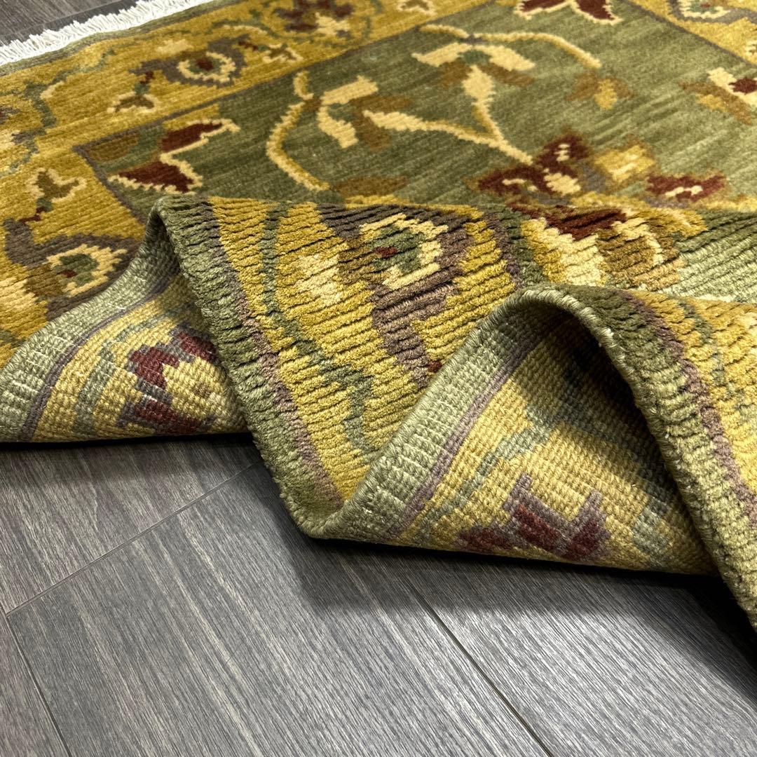 チベットラグ手織り絨毯スーパファインウールラグ93cmx157cmファインラグ