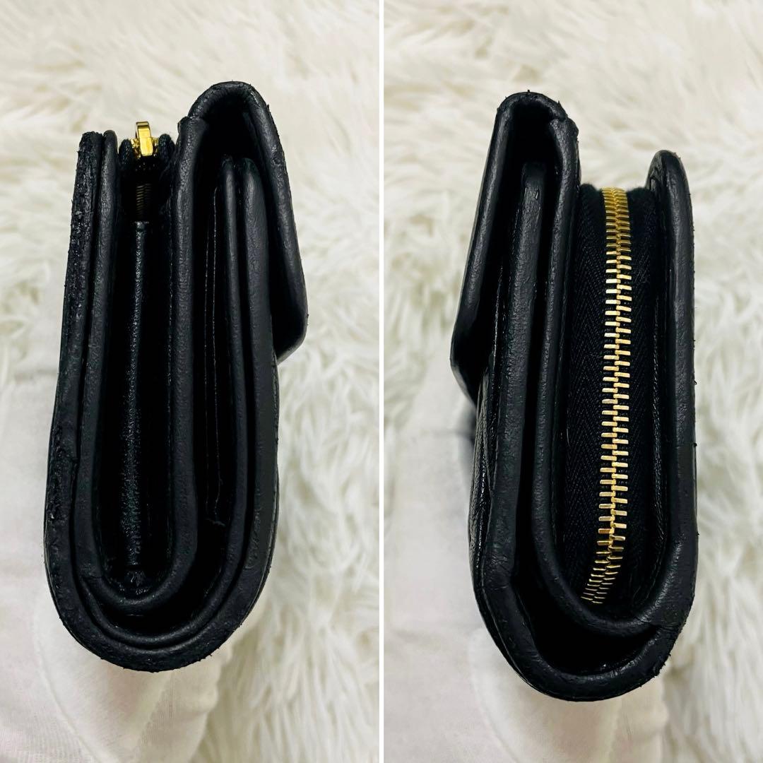 極美✨ミュウミュウ 三つ折り財布 キルティング レザー マテラッセ 黒