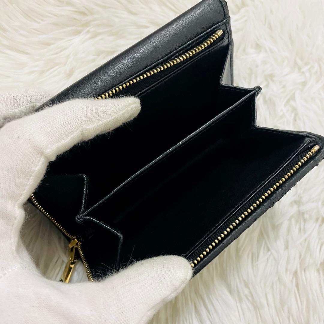 極美✨ミュウミュウ 三つ折り財布 キルティング レザー マテラッセ 黒