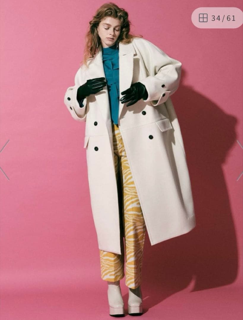 maison special ロングコート 36 ウール100%