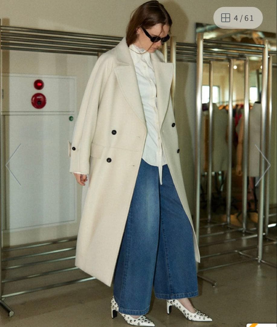 maison special ロングコート 36 ウール100%