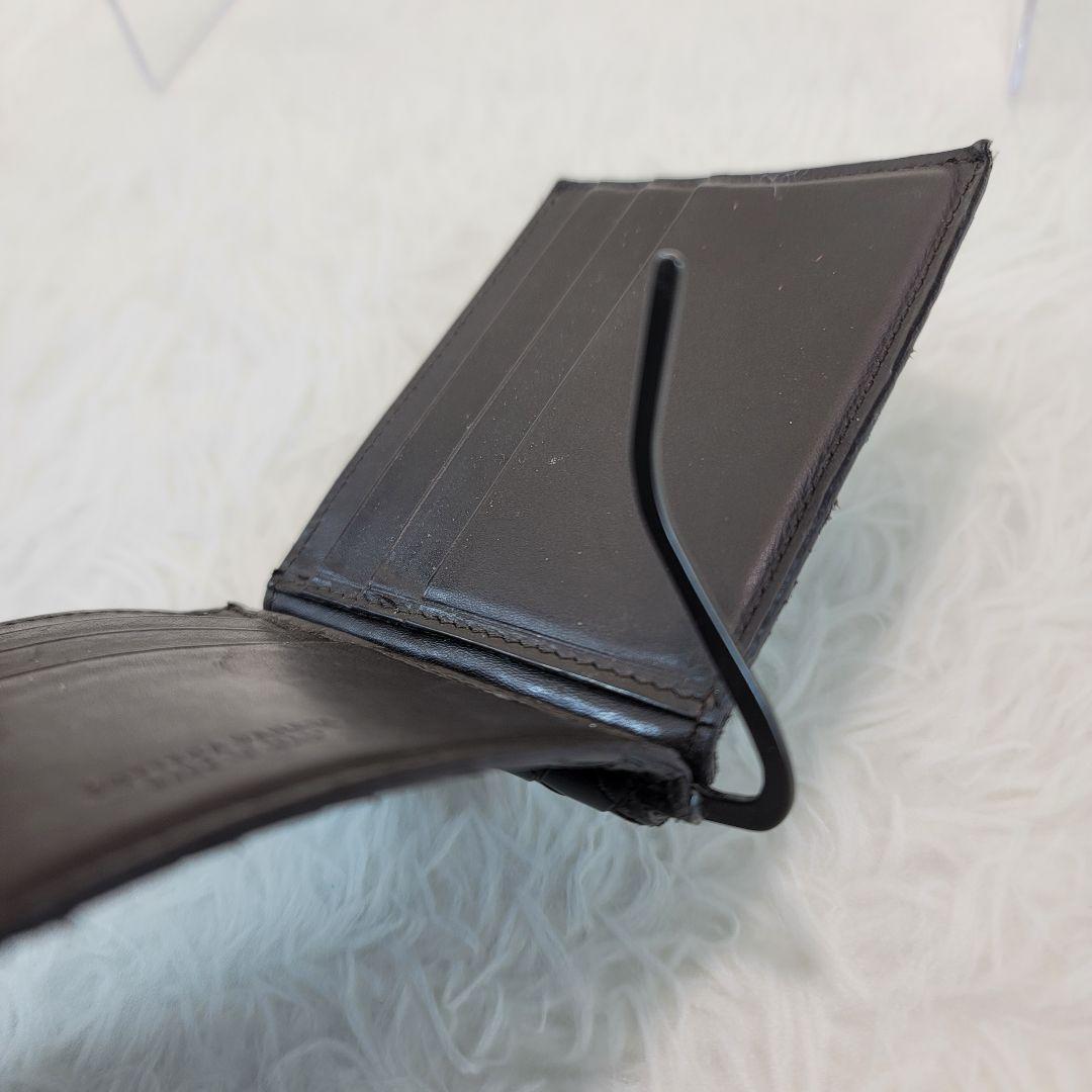 BOTTEGA VENETA　 ダークブラウン レザー マネークリップ　折り財布