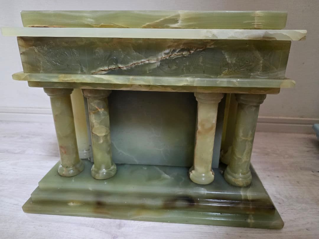 オニキス製クォーツ置時計アンティーク 日本製 インテリア　大理石