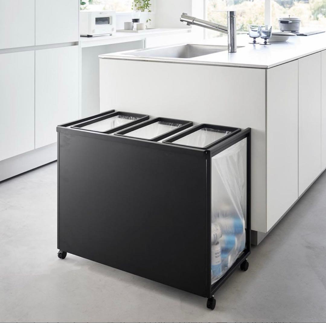 【新品未開封】目隠し分別ダスト　45L 3分別 山崎実業 tower 黒