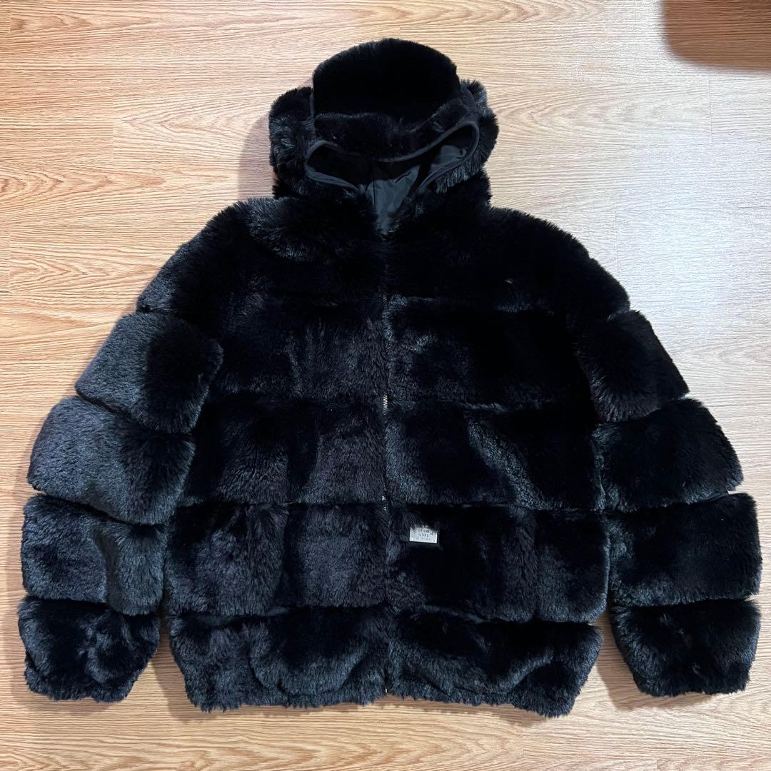 supreme × wtaps faux fur hooded jacket L