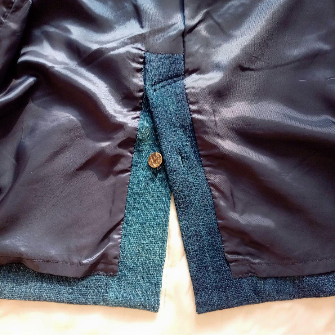 古布 リメイク 藍染 型染 パッチワーク ウール ダッフルコート 大きいサイズ