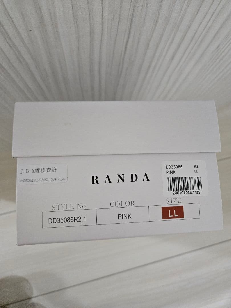 箱あり RANDA シフォンリボンハートパンプスピンクLL(24.5)