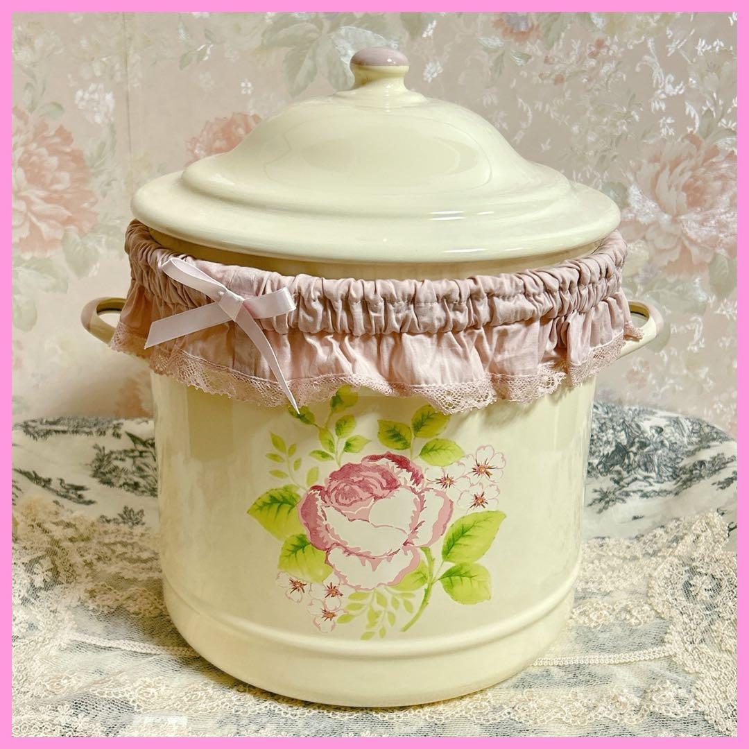 カバー付❣️イマン フローラ ビード入り ライスストッカー imane ホーロー