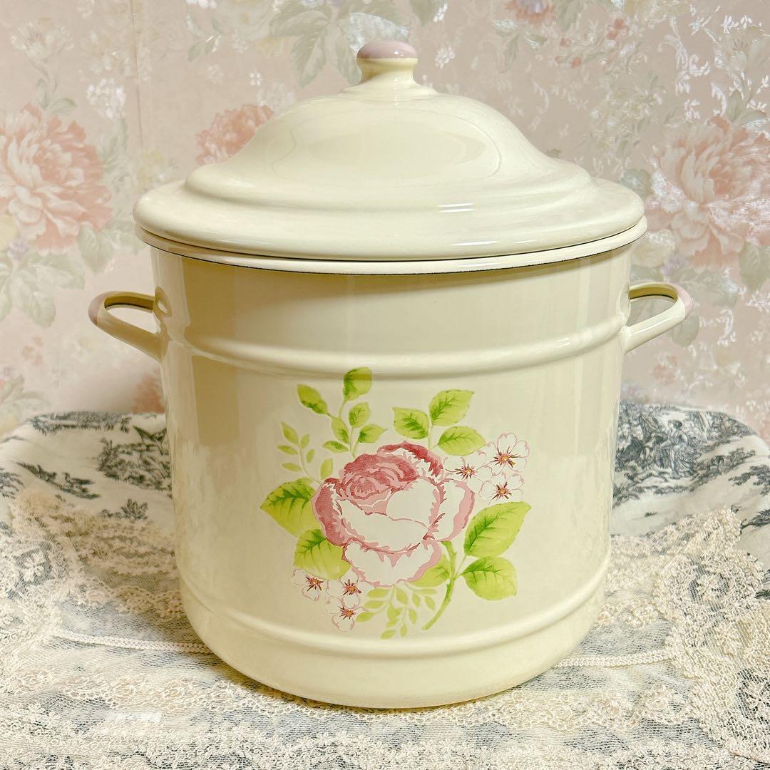 カバー付❣️イマン フローラ ビード入り ライスストッカー imane ホーロー