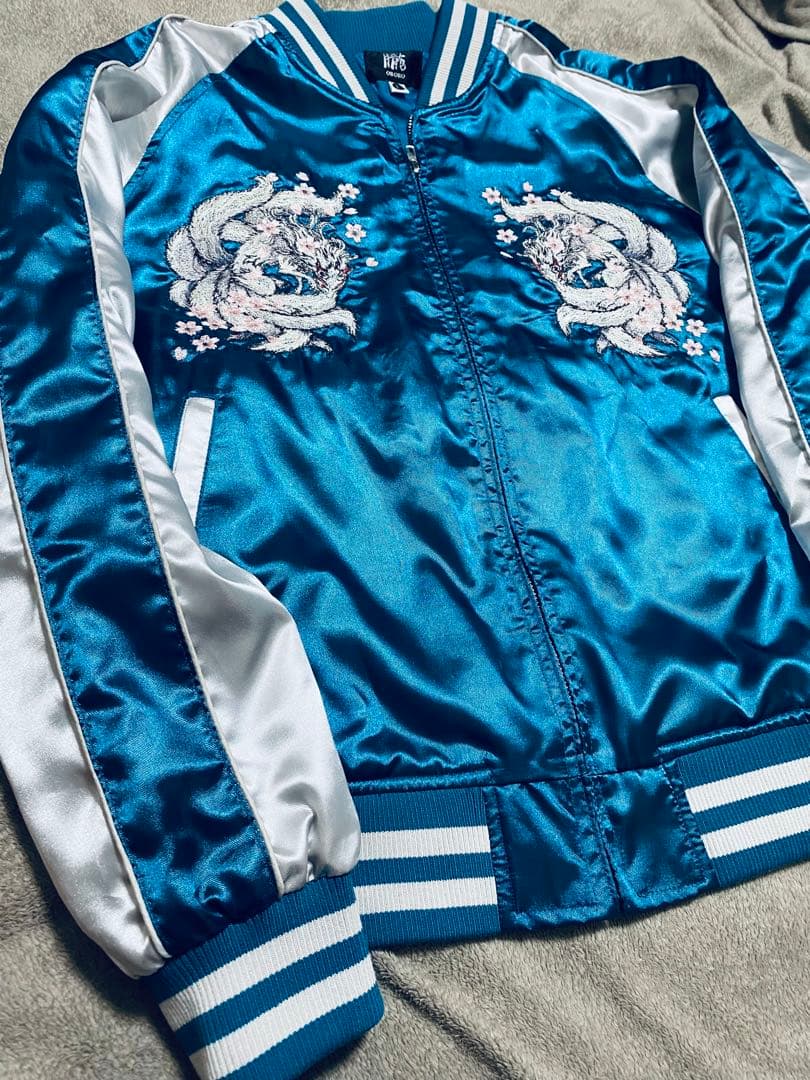 OBORO キツネ 美品 スカジャン unisex vintage サテン